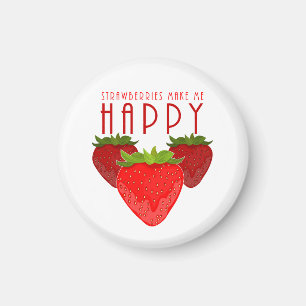 Íman Design de Citação de Morango Fofo Fruta Feliz