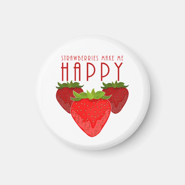 Íman Design de Citação de Morango Fofo | Fruta Feliz (Frente)