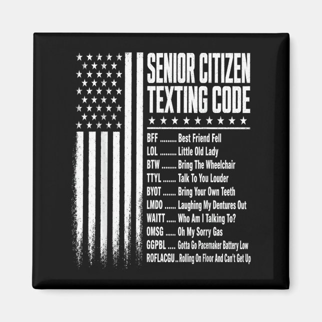Íman Design de código de texto para cidadãos seniores e (Frente)