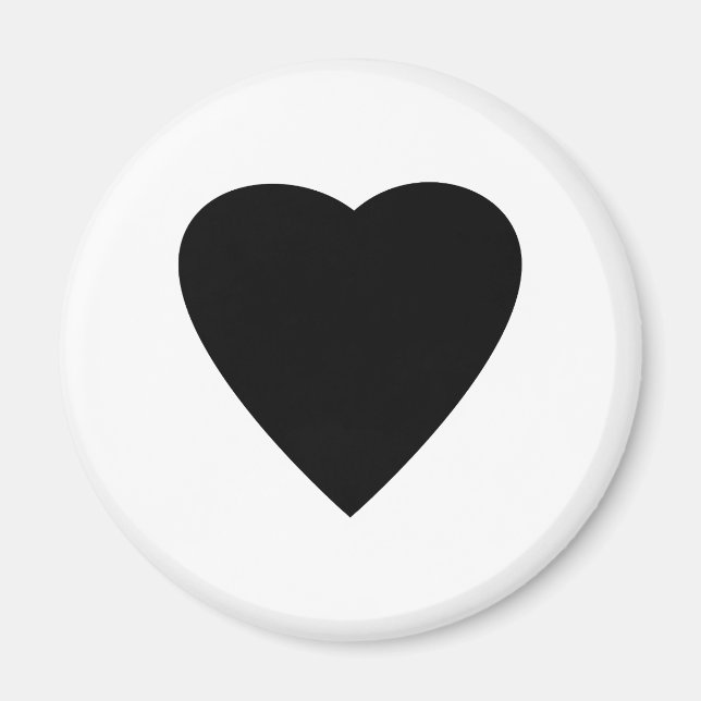 Íman Design de Coração de Amor Negro e Branco. (Frente)