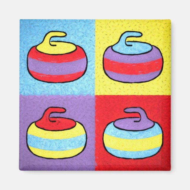 Íman Design de Curling que é Pop Art (Frente)
