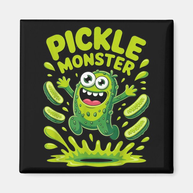 Íman design de desenho animado de monstro de picles eng (Frente)