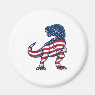 Íman Design de Dinossauro T-Rex Patriótico Bandeira Ame