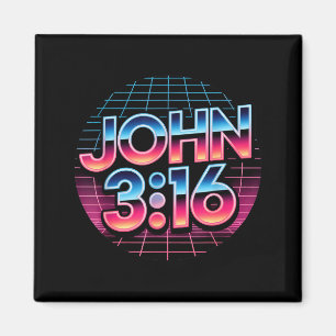 Íman Design de Fé Cristã Retro anos 80 João 3_16