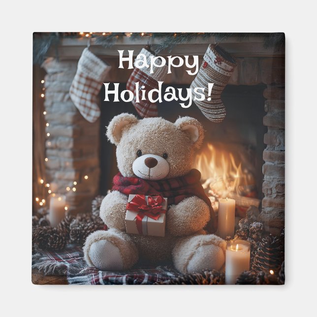 Íman Design de Feriado de Urso Cozy Teddy (Frente)