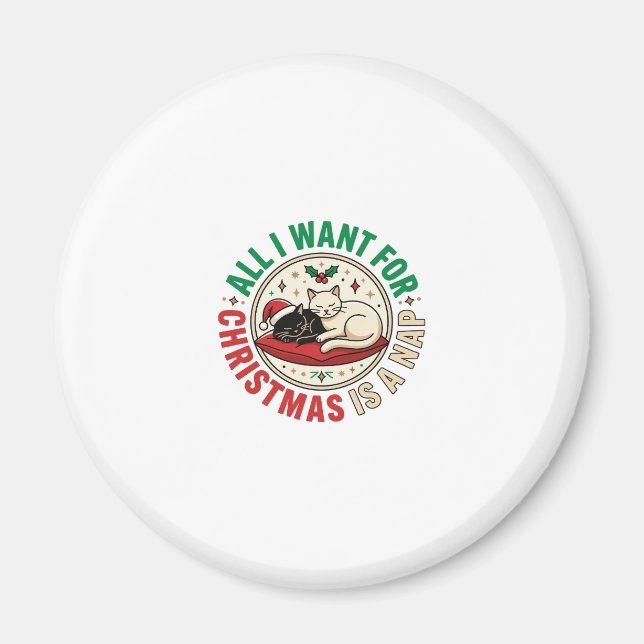 Íman Design de Férias de Soneca de Gato de Natal (Frente)
