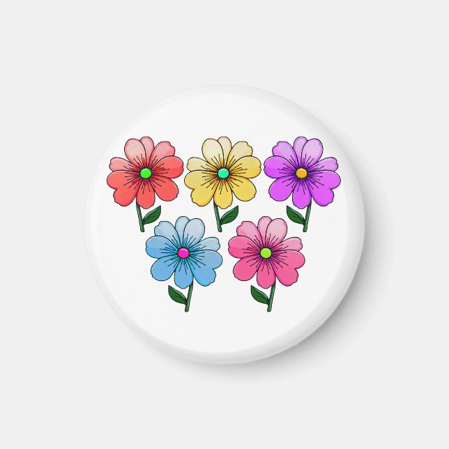 Íman design de flores de 5 cores (Frente)