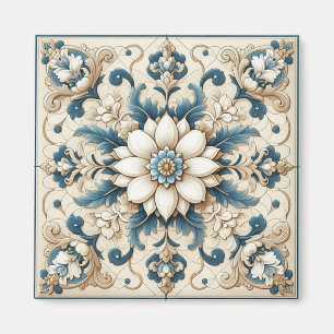 Íman Design de Folhagem do Azulejo Vintage