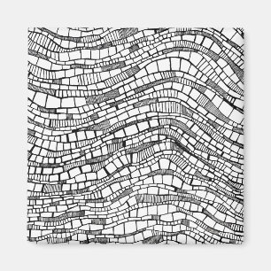 Íman Design de Formas Abstratas em Preto e Branco