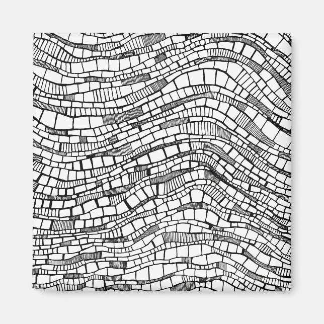 Íman Design de Formas Abstratas em Preto e Branco (Frente)