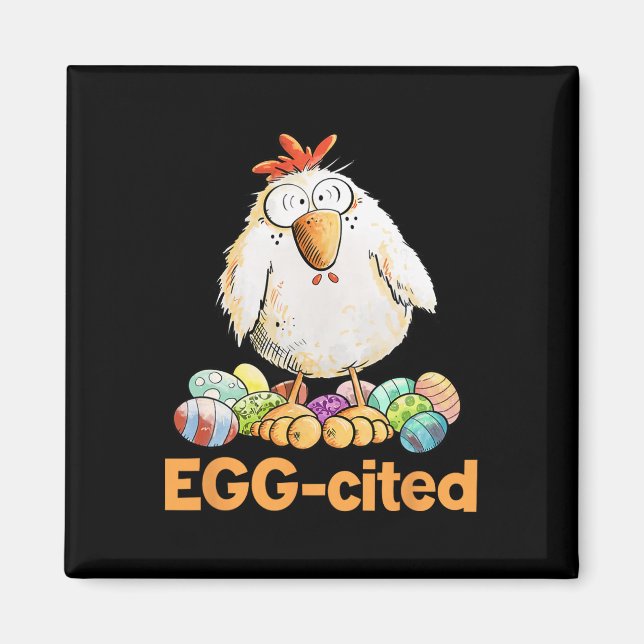 Íman Design de frango de Páscoa engraçado e empolgante (Frente)