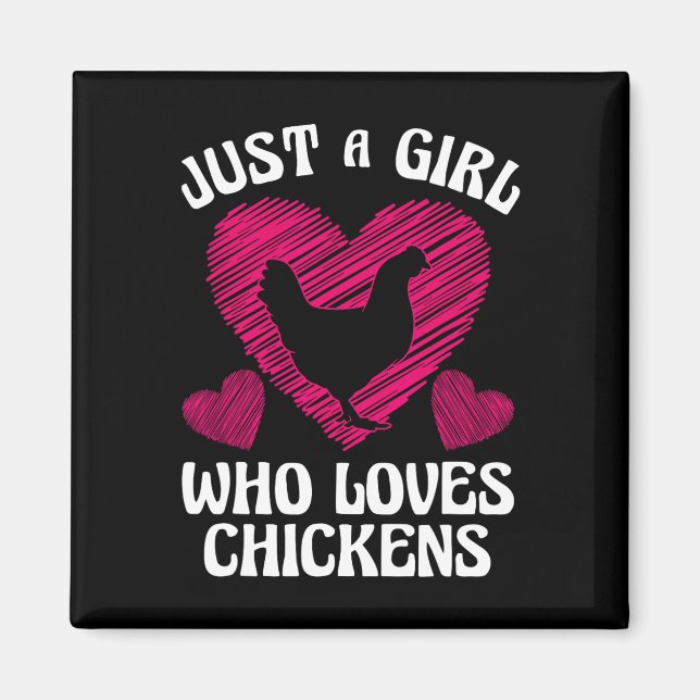 Íman Design de frango engraçado para meninas, crianças, (Frente)