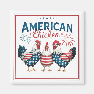 Íman Design de Frango Patriótico Americano de 4 de Julh