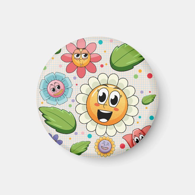 Íman Design de fundo contínuo com flores coloridas (Frente)