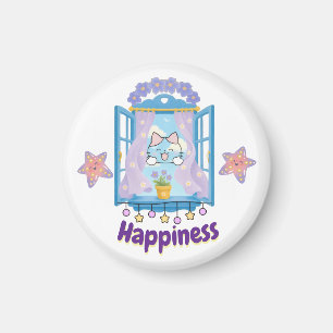 Íman Design de Gatinho Kawaii Feliz