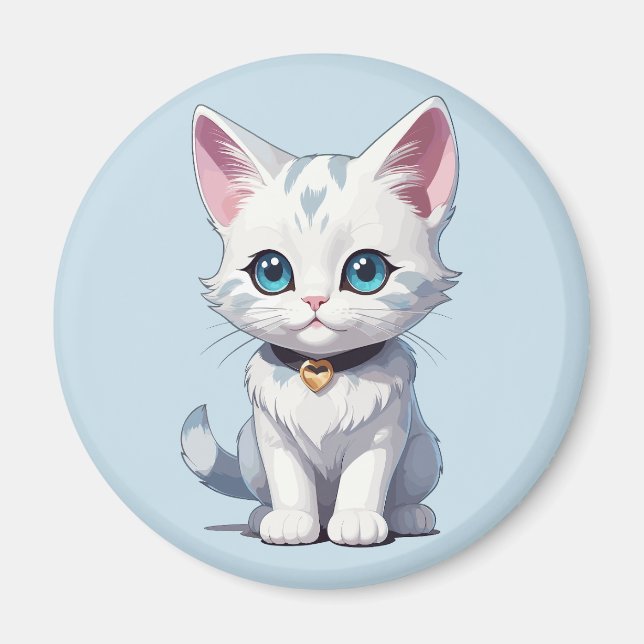 Íman Design de Gato Branco encantador (Frente)