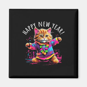 Íman Design de Gato Dançante de feliz ano novo