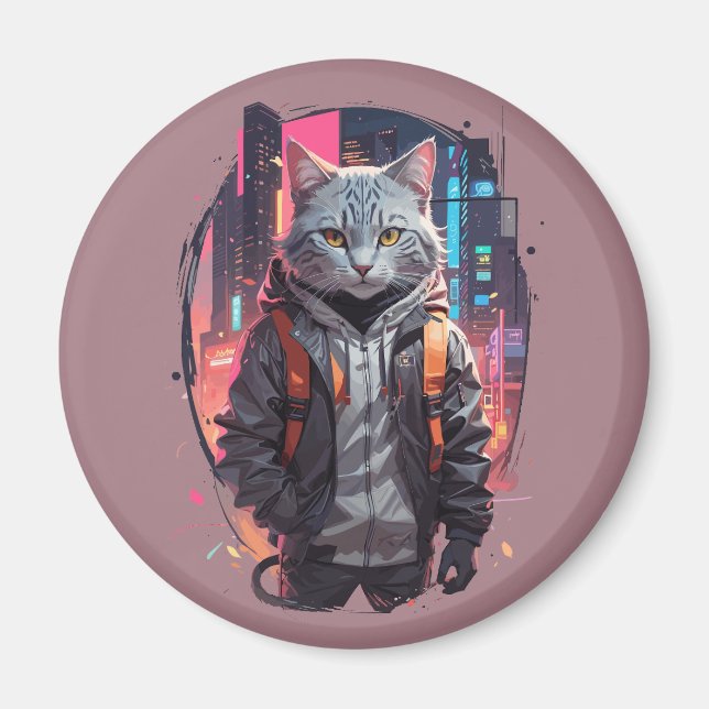 Íman Design de Gato de Rua Urbana (Frente)