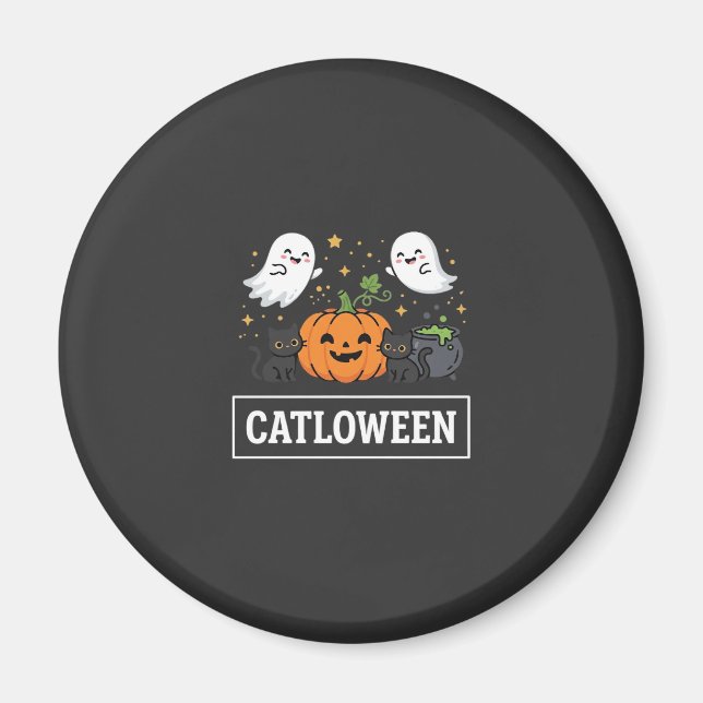 Íman Design de Gato Fantasma Fofo Catloween de Hallowee (Frente)