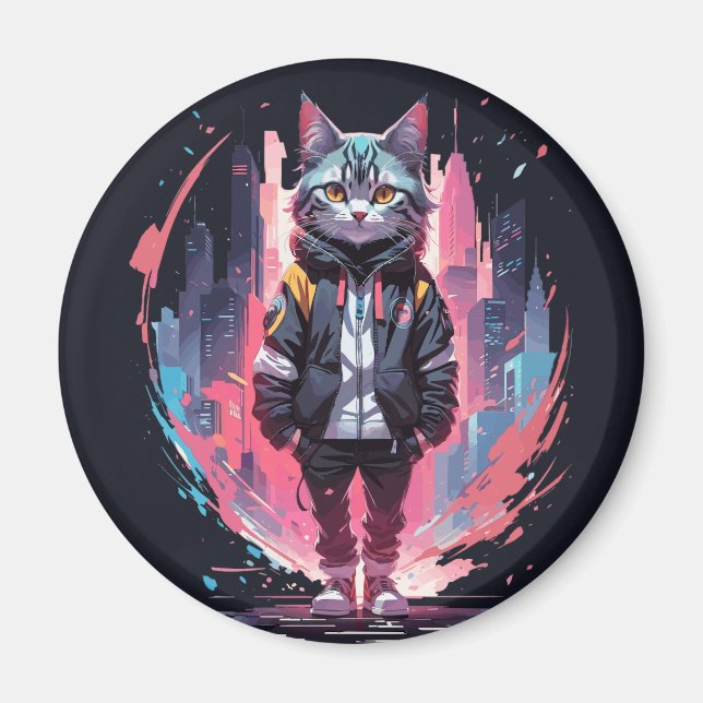 Íman Design de Gato Fofo e Elegante (Frente)
