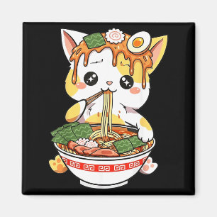 Íman Design de Gato Ramen Estilo Kawaii Engraçado Anime