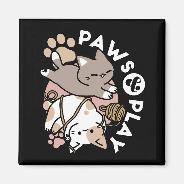 Íman Design de Gatos Fofos e Divertidos – Patas e Brinc (Frente)