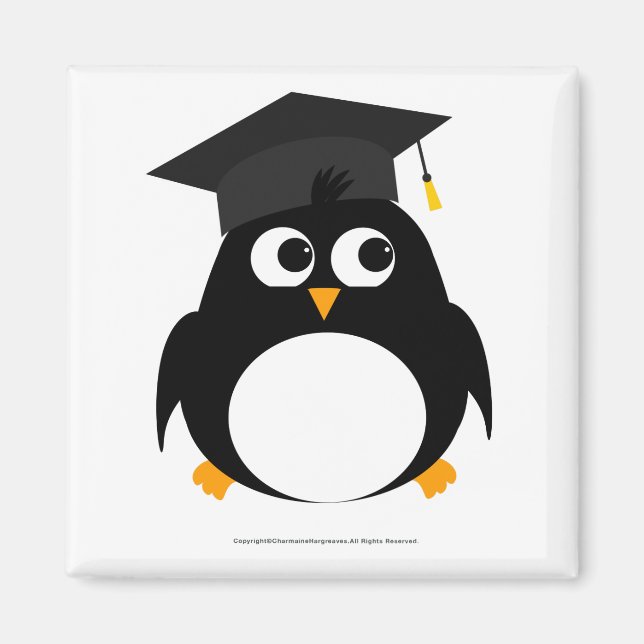 Íman Design de Graduação de Pinguim - Magnet Quadrado (Frente)