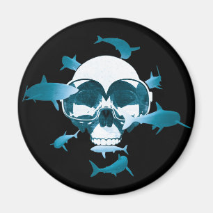 Íman Design de Gráfico de Tubarões e Caveira de Mergulh