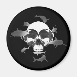 Íman Design de Gráfico de Tubarões e Caveira de Mergulh