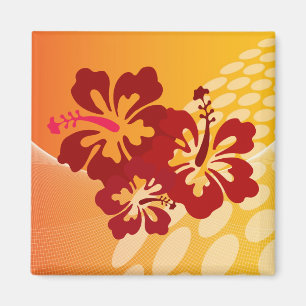 Íman Design de Hibiscus Vermelho Escuro
