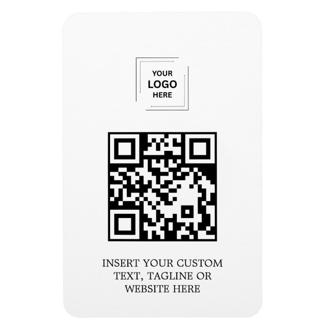 Íman Design de Identidade de Marca QR Branco Simples (Vertical)