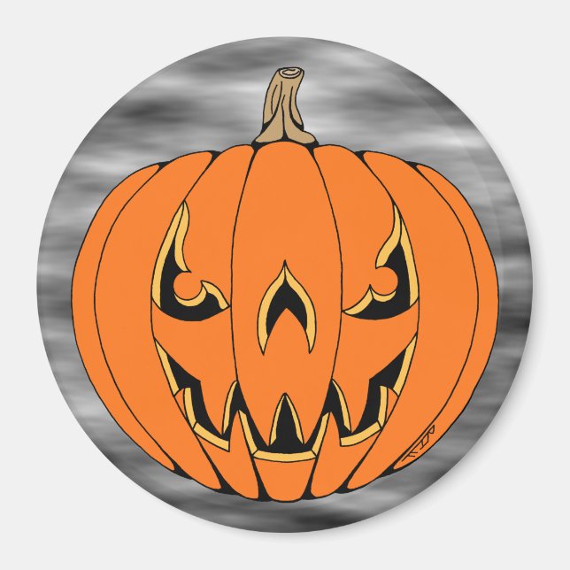 Íman Design de Jack-o'-Lantern Assustador de Halloween (Frente)