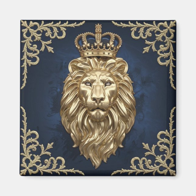 Íman Design de Leão Regal - Marinho Azul e Decoração de (Frente)