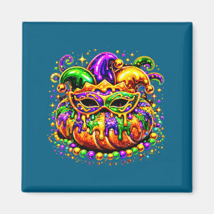 Íman Design de Máscara de Contas Douradas King Cake