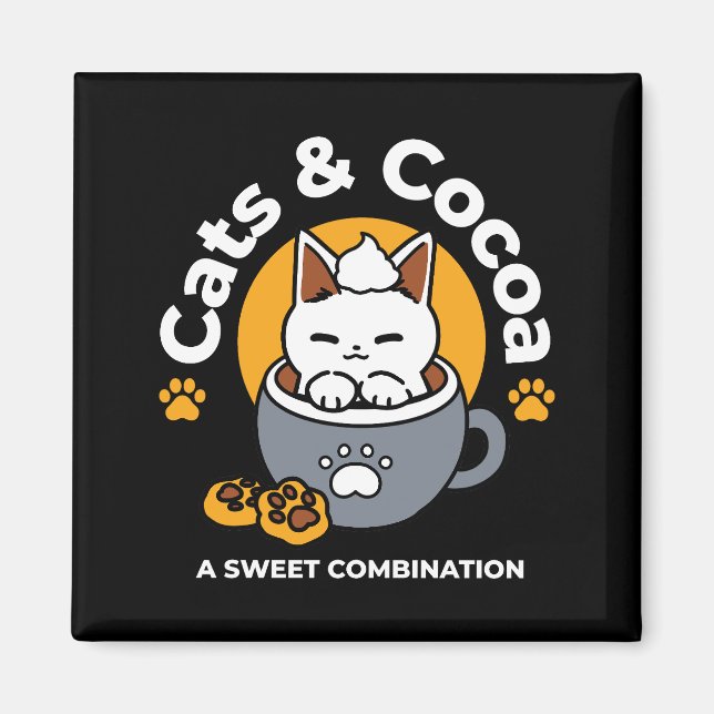 Íman Design de Mug Feriado com Cozy Cat e Cookies de Pa (Frente)