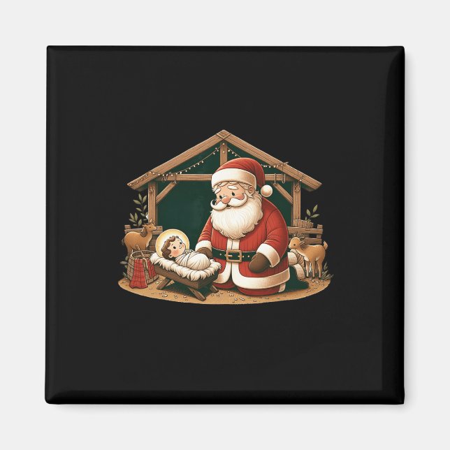 Íman Design de Natal Conhecendo Papai Noel com Ba (Frente)