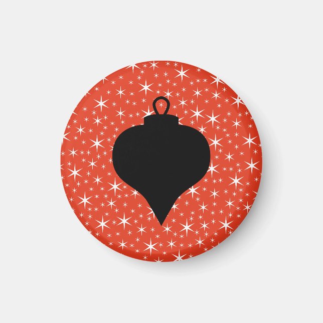 Íman Design de Natal em preto, vermelho e branco. (Frente)