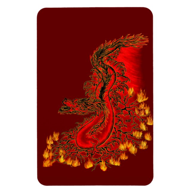 Íman Design de ouro e vermelho do Dragão da China (Vertical)