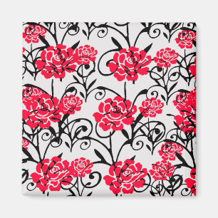Íman Design de Padrão de Ilustração Floral da rosa verm