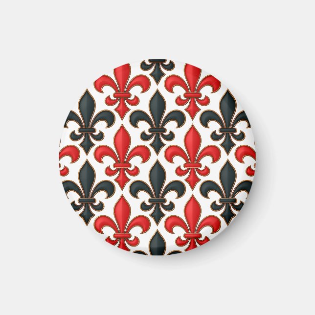 Íman Design de padrão do Red Black Barroco Fleur-de-lis (Frente)