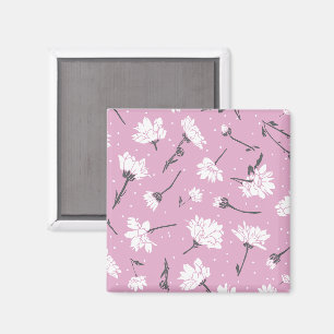 Íman Design de Padrão Floral Rosa - Arte Flor Elegante