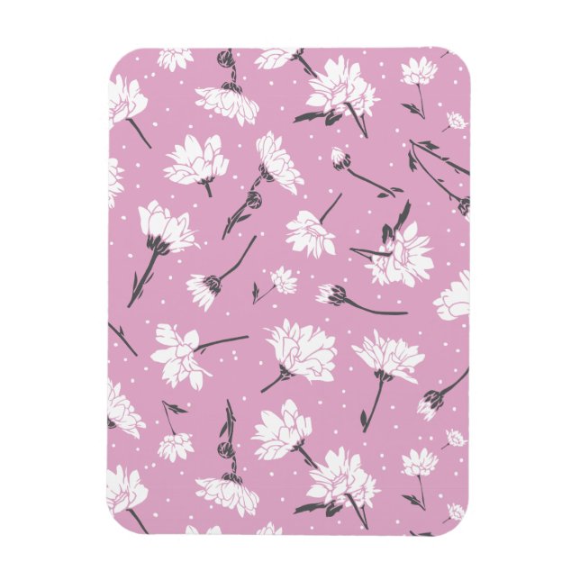 Íman Design de Padrão Floral Rosa - Arte Flor Elegante (Vertical)