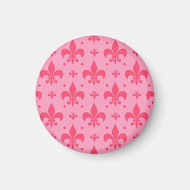 Íman Design de padrão rosa Fleur-de-lis (Frente)