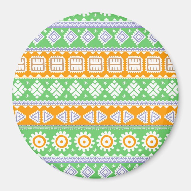 Íman Design de padrões verdes, cor de laranja (Frente)
