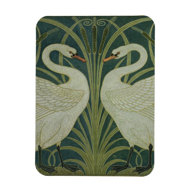 Íman design de papel de parede 'Swan, Rush e Iris' (Vertical)