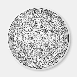 Íman Design de Pedra Circular do Calendário Sun Aztec