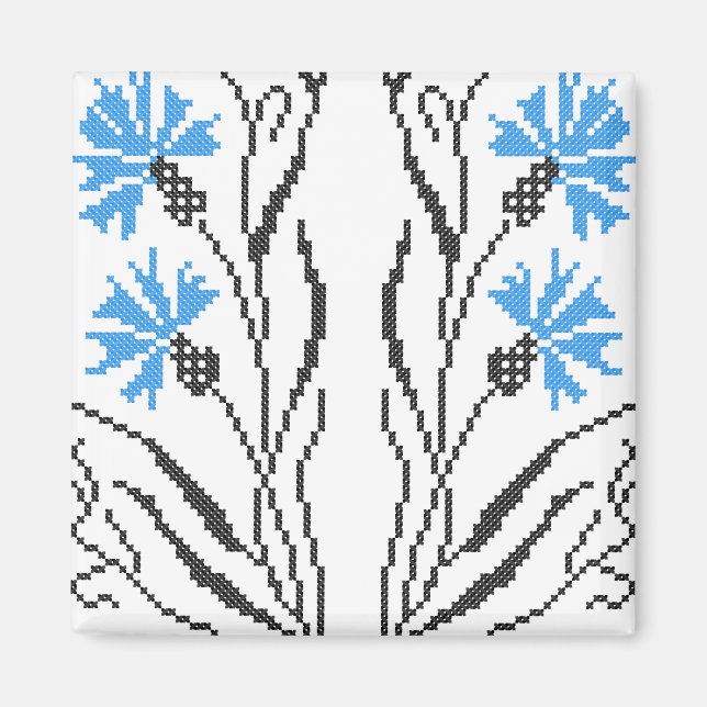 Íman Design de ponto transversal de Cornflower azul (Frente)