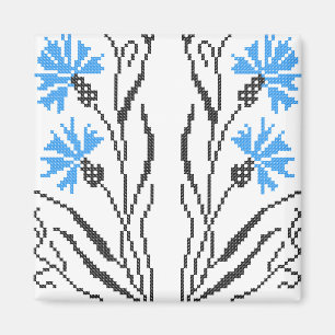 Íman Design de pontos crus de Cornflower azuis