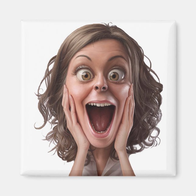 Íman Design de Reação de Rosto Surpreso (Frente)