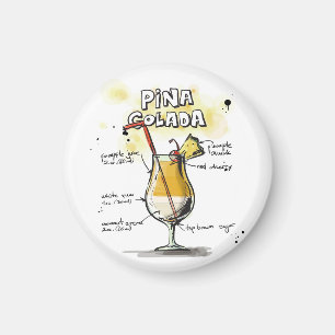 Íman Design de receitas de bebidas Pina Colada